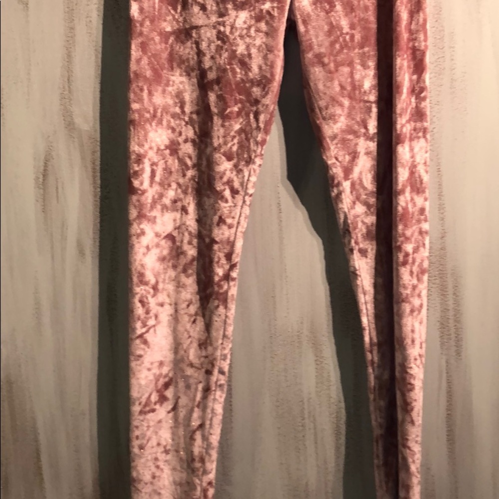 Rose Gold Velvet Glitter Leggings